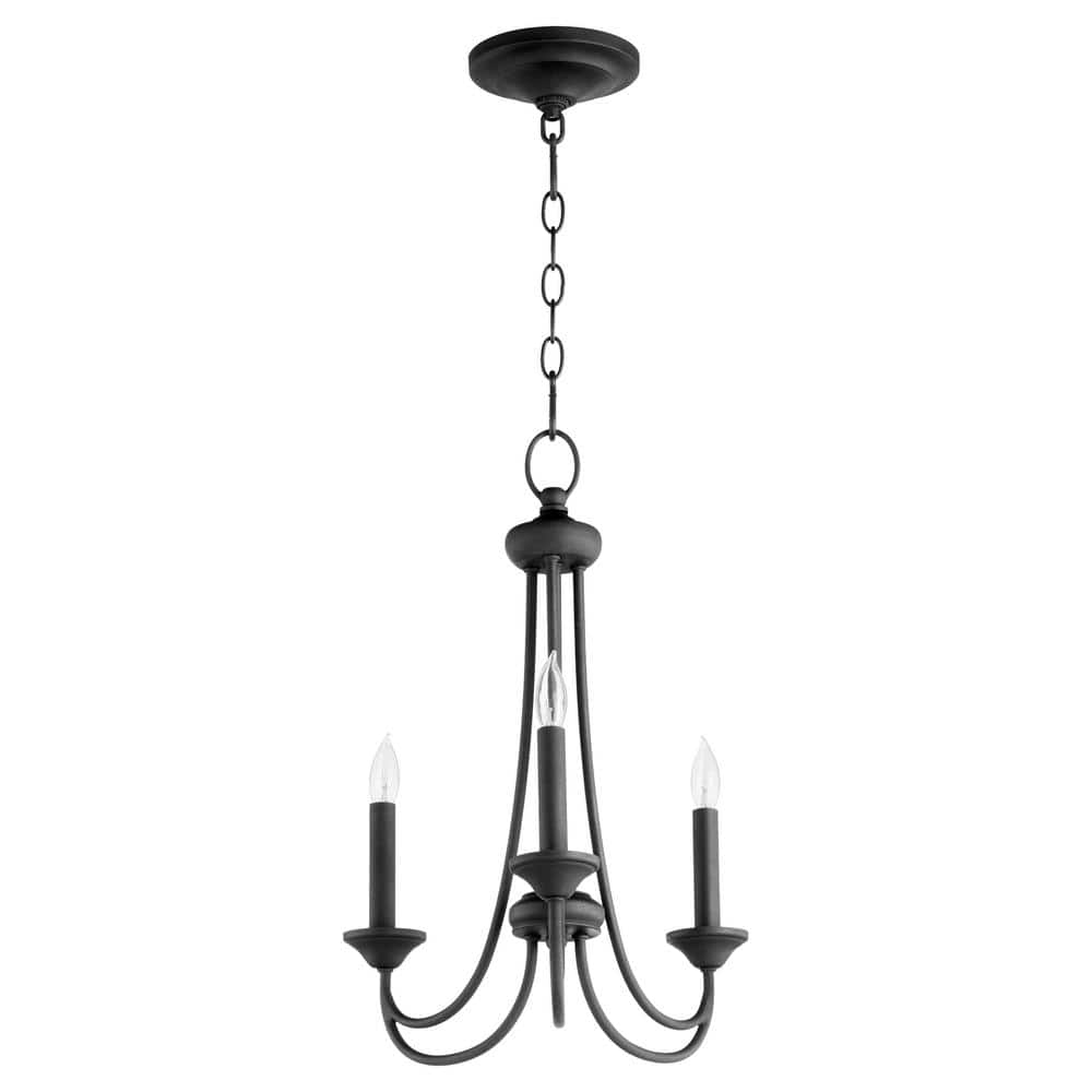 Elegant Noir Mini 3-Light Traditional Candle Chandelier