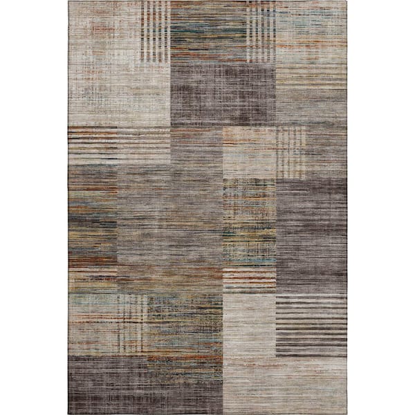 Mayfield Premium Machine Washable Abstract AMF2149 Taupe 5 ft. x 7 ft. 6 in. Area Rug