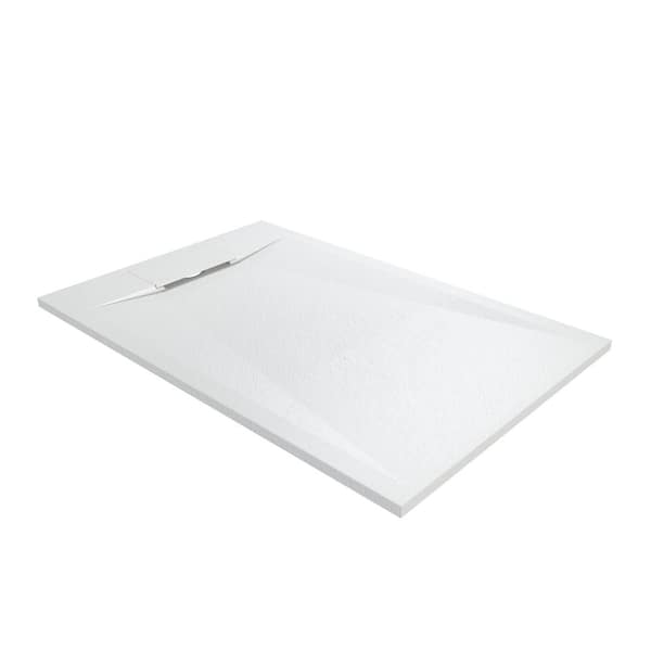 48 in. L x 32 in. W Alcove Shower Pan Base with Left/Right Drain in White, Low Profile, Wheel Chair Access