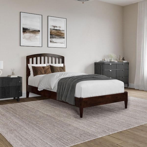 AFI Quincy Walnut Brown Solid Wood Frame Twin XL Low Profile Platform Bed