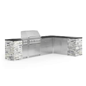 Outdoor Kitchen Signature Series 11 Piece L Shape Cabinet Set with Dual Side Burner and Grill