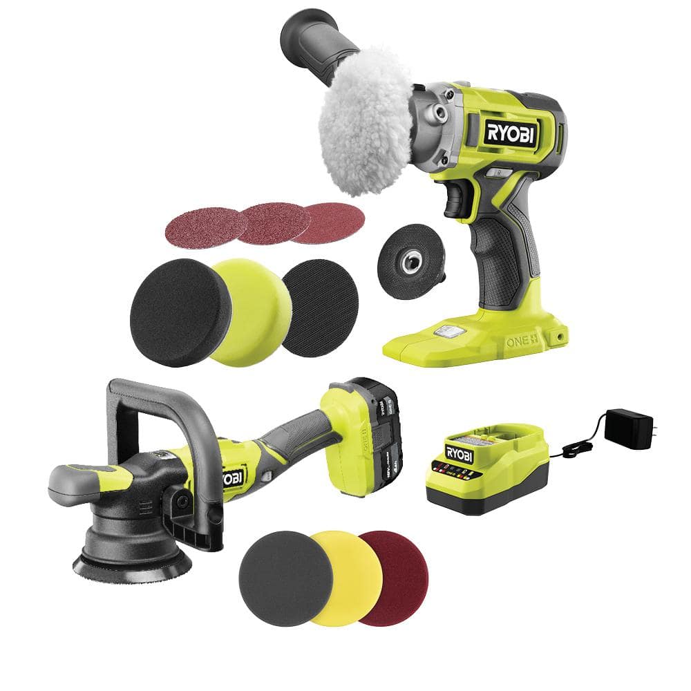 ONE+ 18V Cordless 2-Tool Combo Kit with 5 in. Polisher, 3 in. Polisher/Sander, 4.0 Ah Battery, and Charger -  RYOBI, PBF100KPBF102