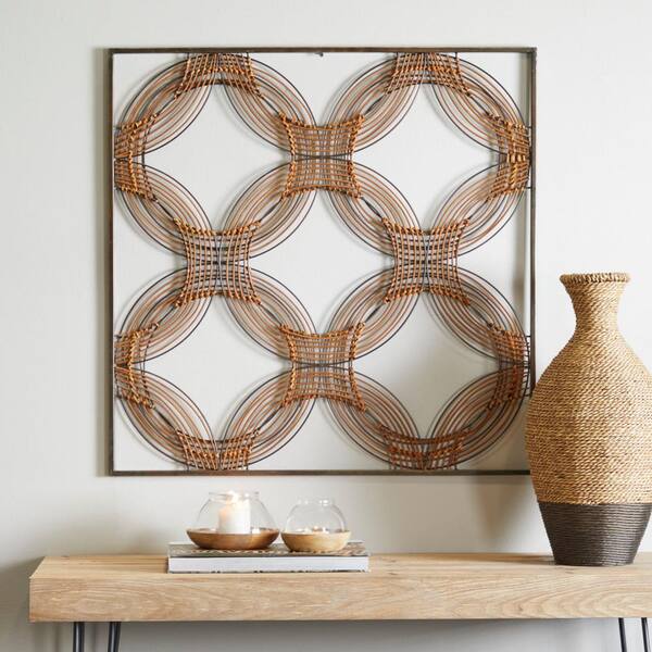 Novogratz 32 in. x 32 in. Brown Metal Modern Geometric Wall Decor