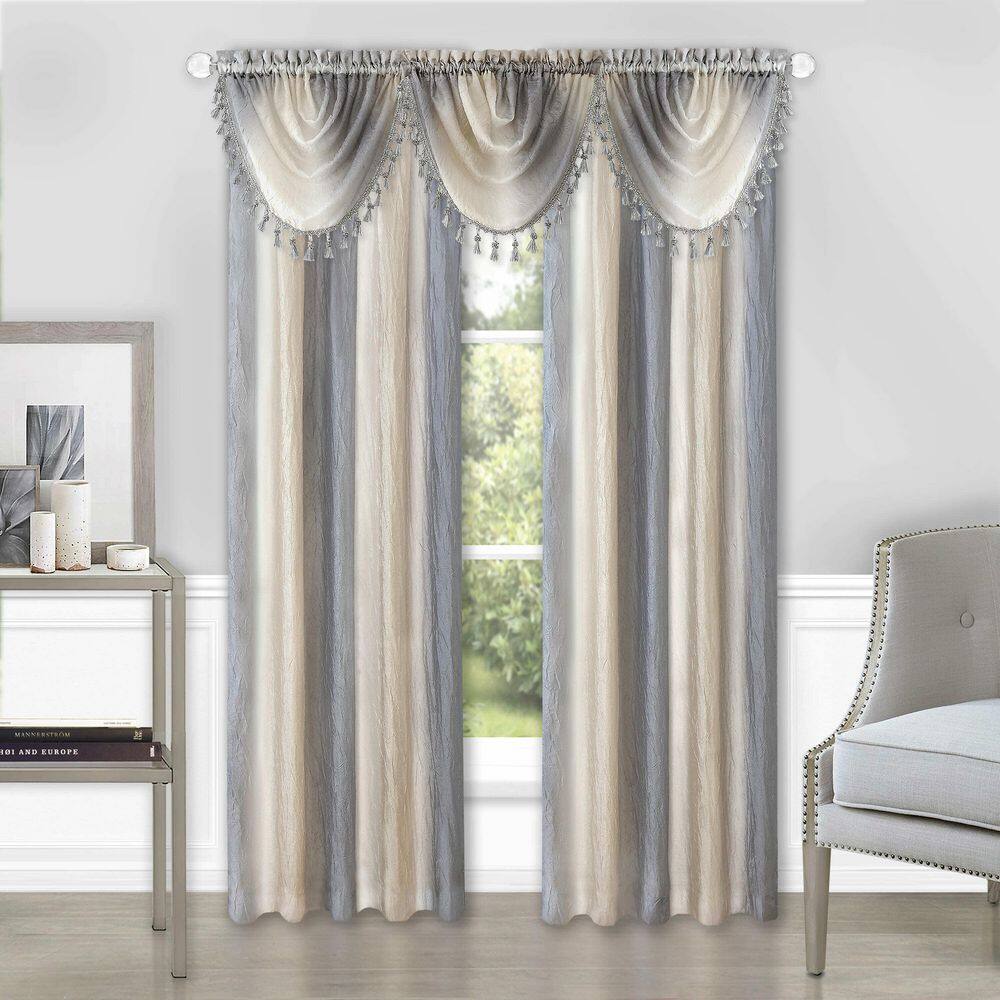 Grey Ombre Polyester Tassel Waterfall Valance, 46" x 42"