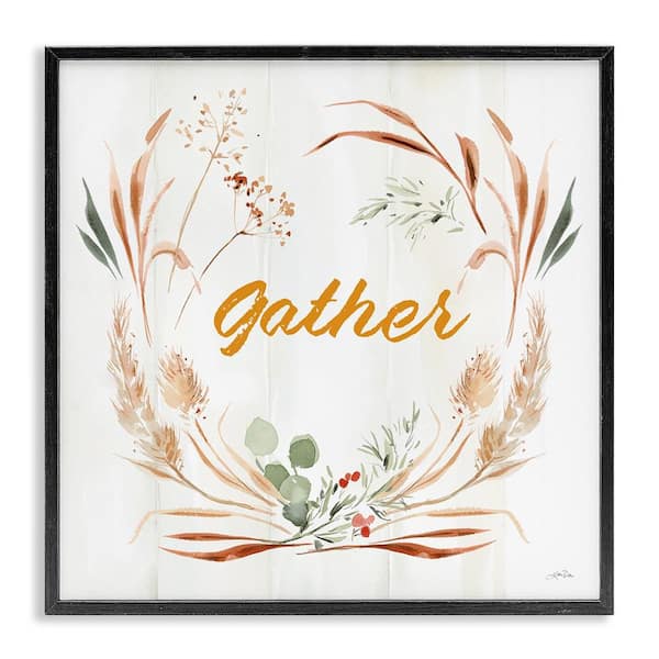 Stupell Industries Gather Phrase Herbs Wreath by Katrina Pete Black Framed Graphic Nature Art Print 12 in. x 12 in.