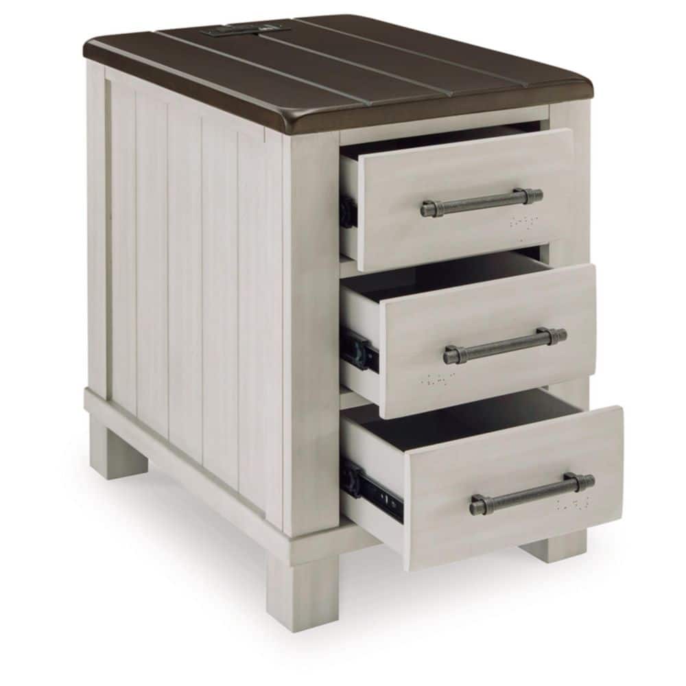 Darborn 18 in. Gray Rectangle Wood End Table with Storage and Drawers - thumbnail 5