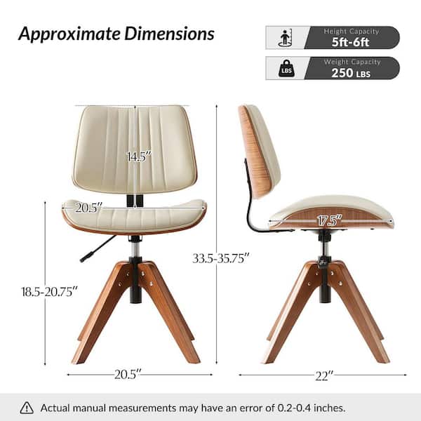 JAYDEN CREATION Leo Faux Leather Curved Wood Frame Adjustable