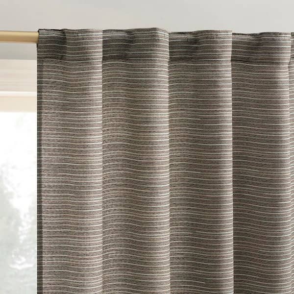 Laurel Space Dyed Textured Mocha Brown Faux Linen 40 in. W x 84 in. L Back Tab Light Filtering Curtain (Single Panel)