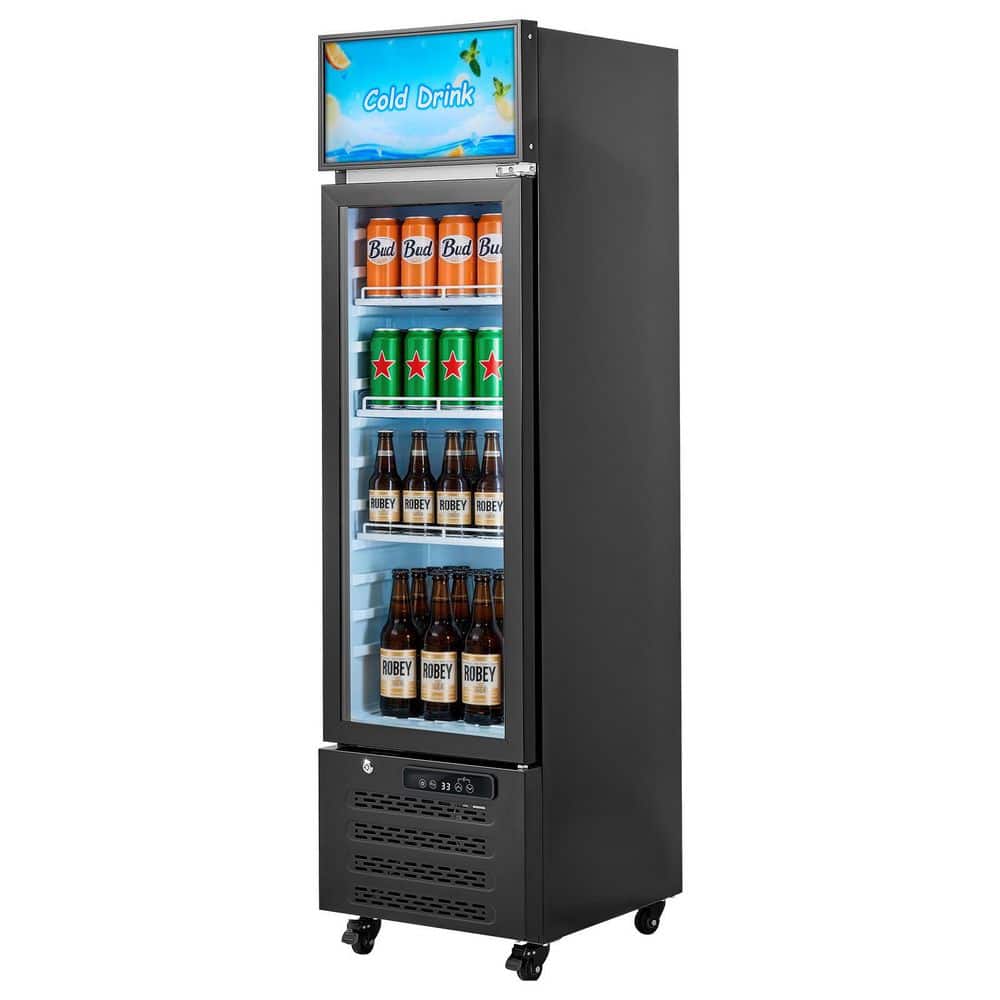 Commercial Merchandiser Refrigerator 6.1 cu. ft. Beverage Cooler Lightbox Glass Door with 3-Shelves LED Light Black