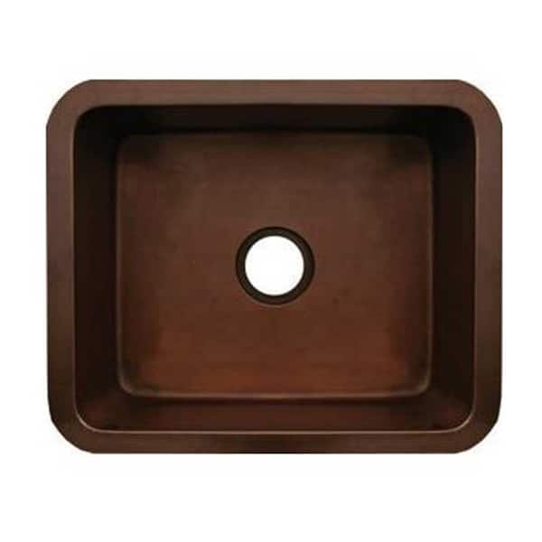 Whitehaus Collection Copperhaus Undermount Copper 21 in. Single Bowl Kitchen Sink in Smooth Bronze