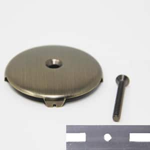 Universal Bathtub Drain 1-Hole Overflow Face Plate with Screw and Adapter to Fit 2-Hole, Antique Brass