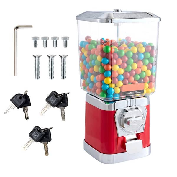 Red 17 in. H Gumball Machine Vending, Coin Bank, Vintage Candy Dispenser