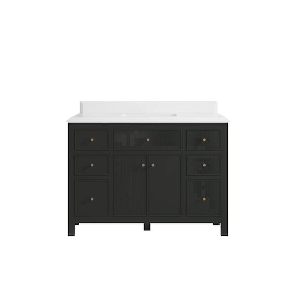 Willow Collections Sonoma 48 in. W x 22 in. D x 36 in. H Single Sink Bath Vanity in Black Top with 1.5" White Quartz Top