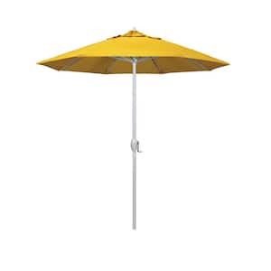 7.5 ft. Matted White Aluminum Market Patio Umbrella Auto Tilt in Sunflower Yellow Sunbrella