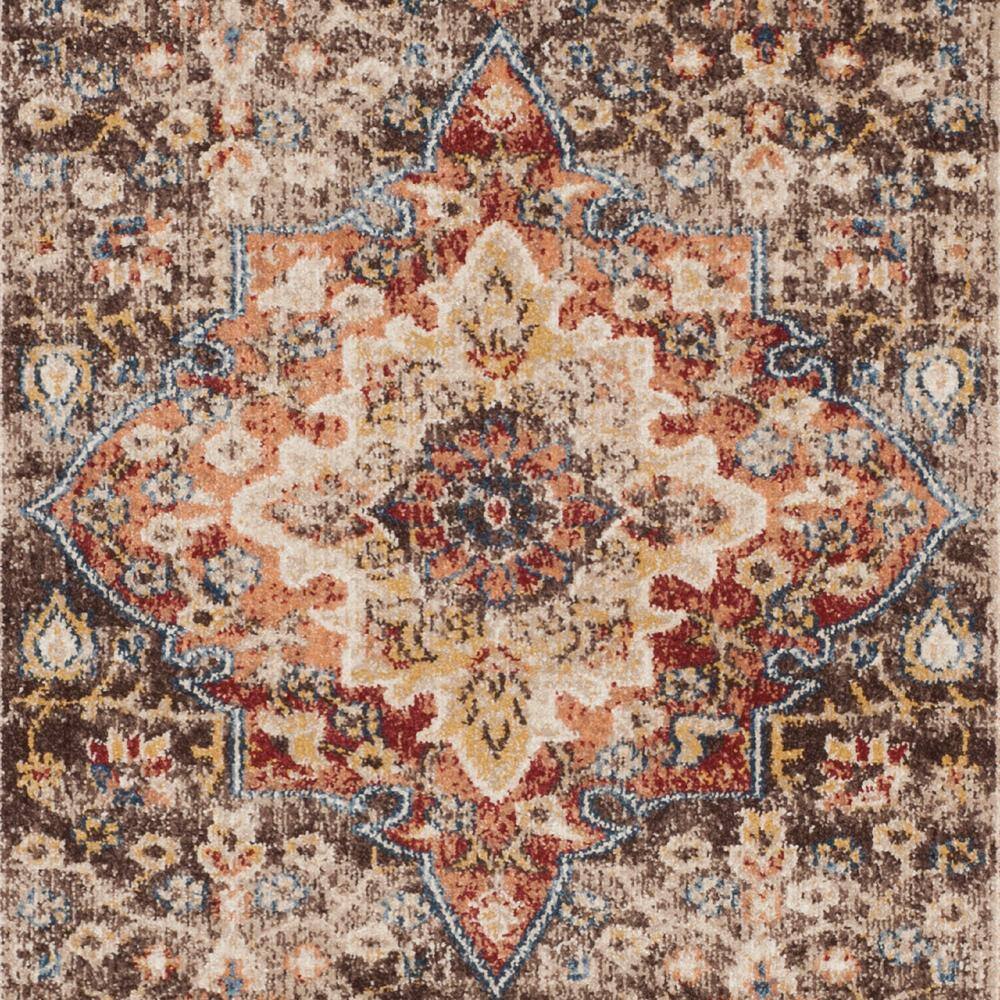 Bijar Brown and Rust Floral Motif Wool Area Rug