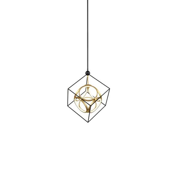 Monza 20 in. 2-Light 59-Watt Black/Antique Brass Integrated LED Chandelier