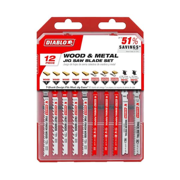 DIABLO T-Shank Jig Saw Blade Set (12-Piece) DJT12SP - The Home Depot