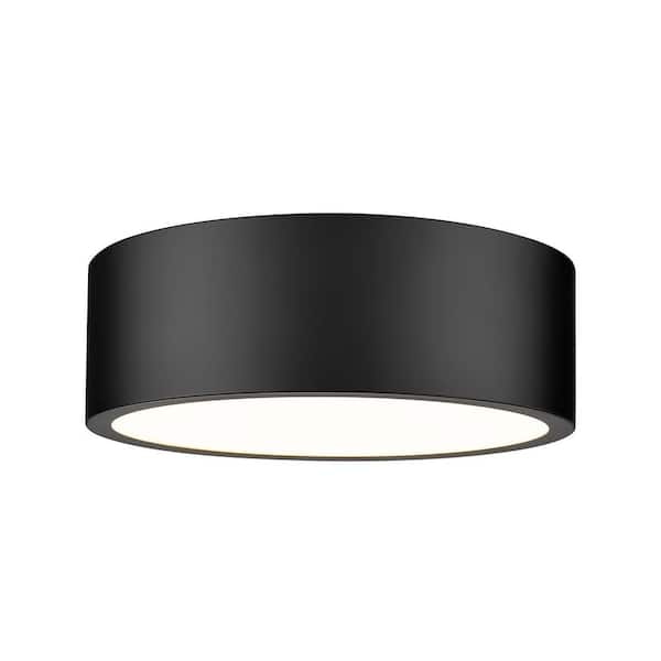 Coronado 12.25 in. Matte Black Integrated LED 1 Light Flush Mount with Frosted Plastic Shade