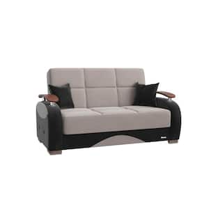 Divine Collection Convertible 63 in. Microfiber 2-Seater Loveseat with Storage, Grey