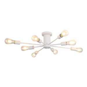 Trevontay 30.08 in. 8-Light White Modern Sputnik Sphere Semi Flush Mount for Dining Living Room Ceiling Light