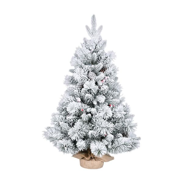 Bansa Rose 3 ft. Unlit Full Fir Tabletop Artificial Christmas Tree with 10 Pine Cones, 10 Red Berries and Memory Wire