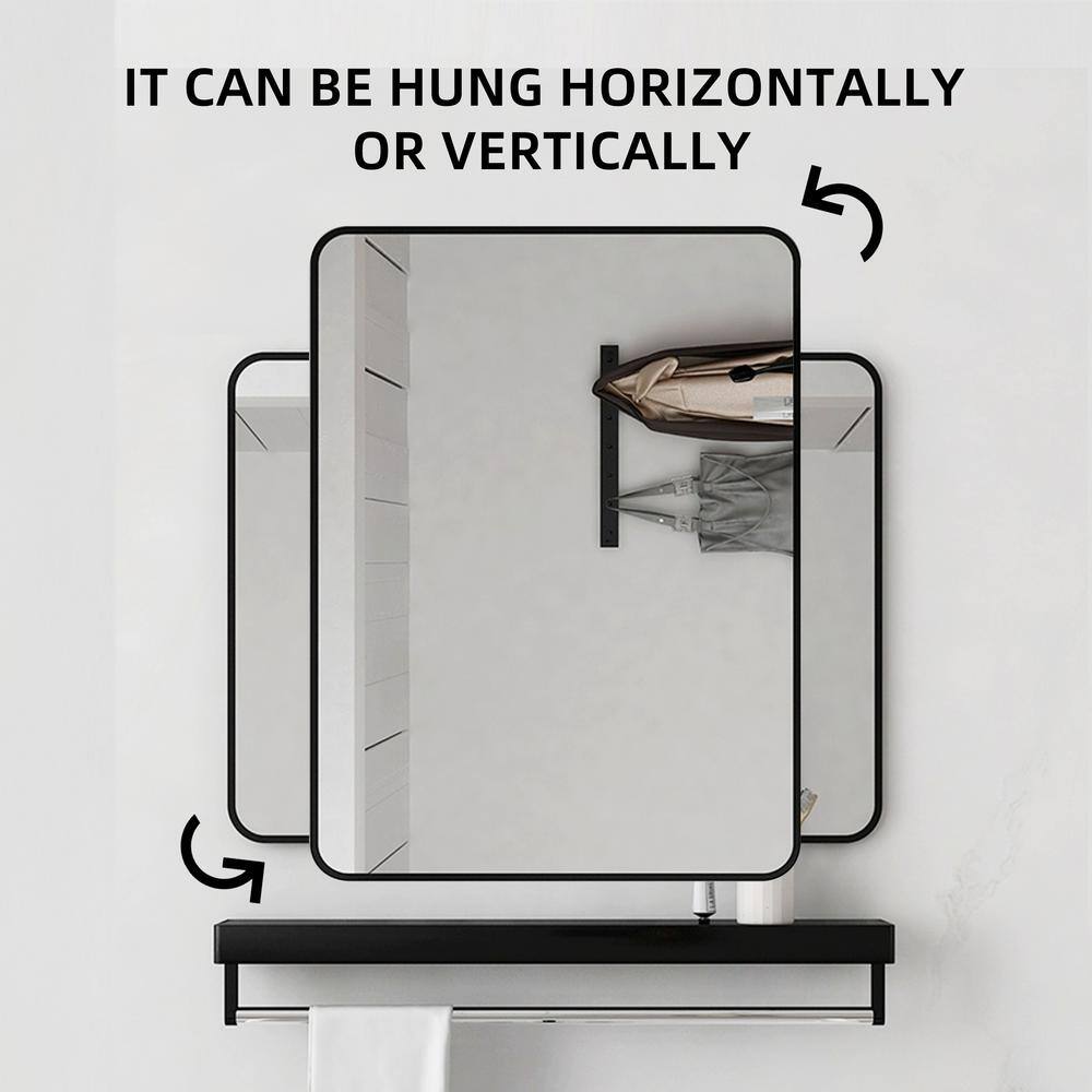 20 in. W x 28 in. H Rectangular Iron Framed Wall Bathroom Vanity Mirror