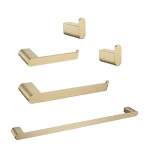 5-Piece Bath Hardware Set with Towel Bar Toilet Paper Holder and Towel Hook in Brushed Gold