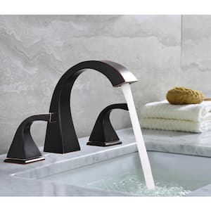 8 in. Widespread Double Handle Bathroom Faucet w/Pop up Drain Assembly in Oil Rubber Bronze