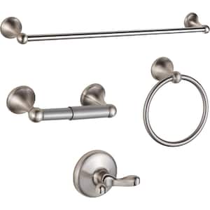 24 in. Wall Mounted, Towel Bar in Brushed Nickel, 4-Piece