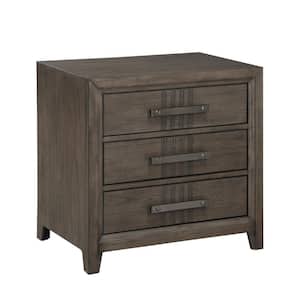 27 in. Brown 2-Drawer Wooden Nightstand