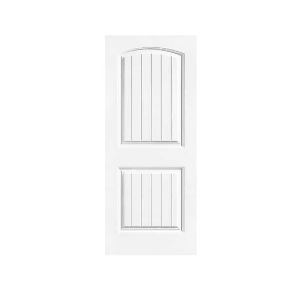 CALHOME Elegant 18 in. x 80 in. White Primed Composite MDF 2 Panel Camber Top Interior Barn Door Slab