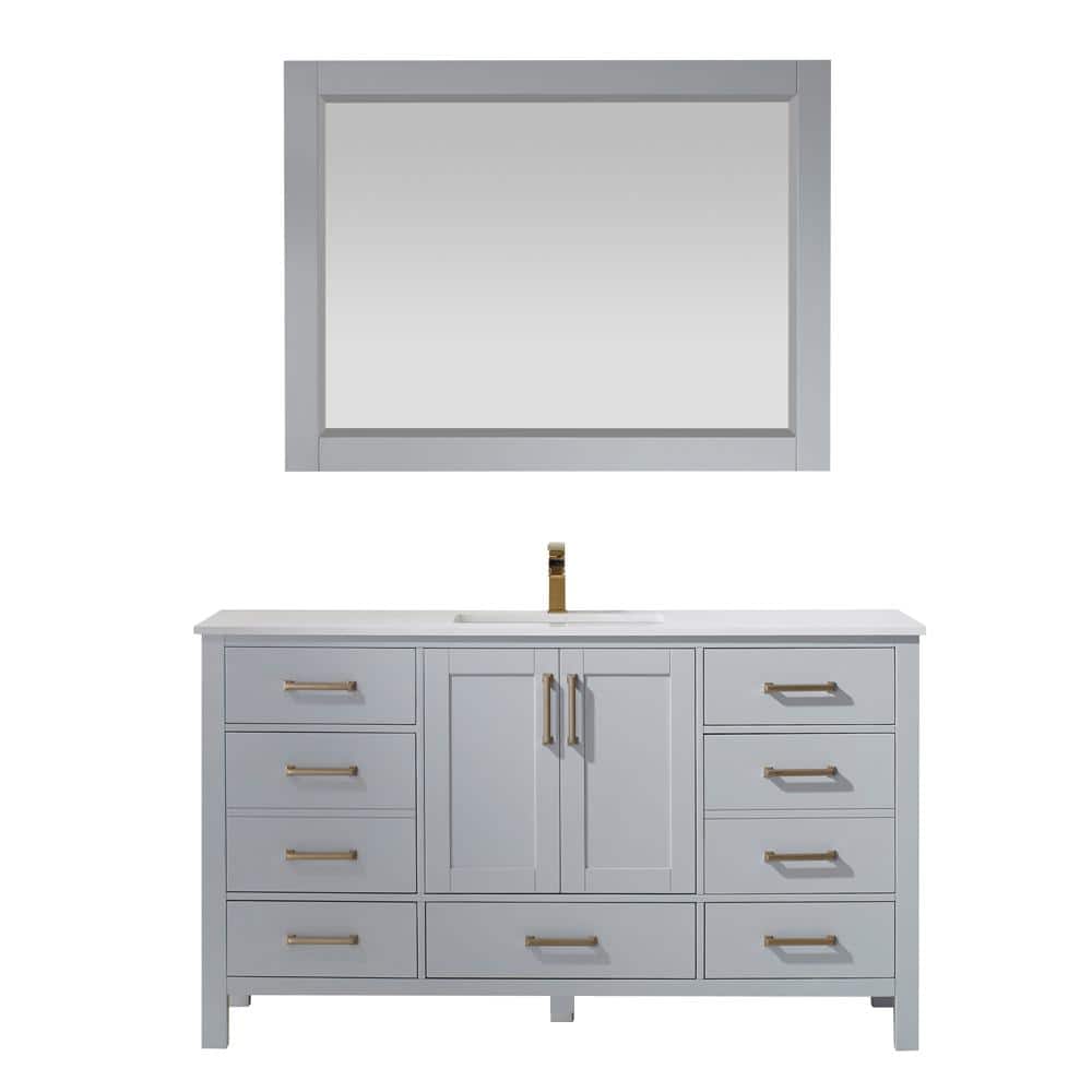 ROSWELL Shannon 60 in. Bath Vanity in Grey with Manufactured Stone
