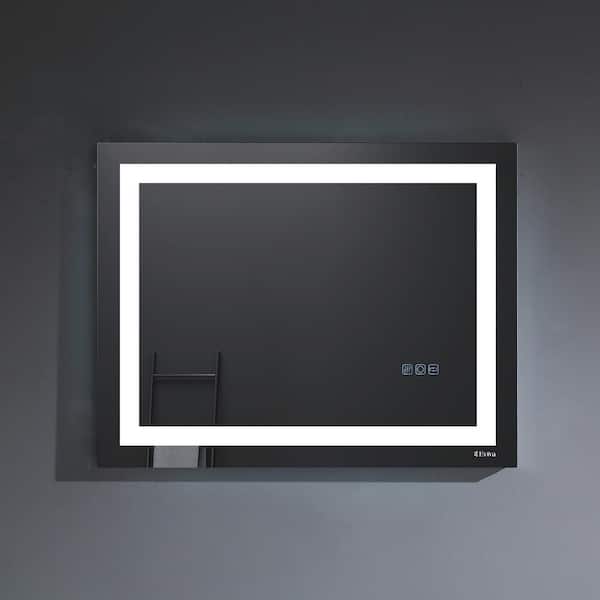Eviva Deco 24 in. W x 31 in. H Frameless Rectangular LED Light Bathroom Vanity Mirror in Aluminum
