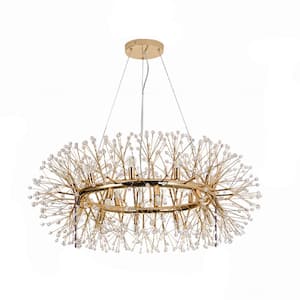 Calzada Modern 20-Light Gold Sputnik Firework Chandelier, Round Pendant Ceiling Lighting