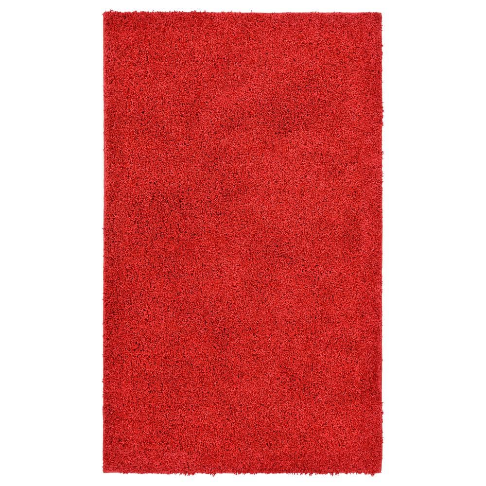 Rust Hand-Tufted Synthetic Shag Area Rug 3' x 5'