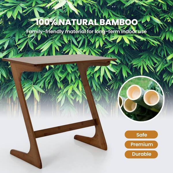 Costway 29.5 in. Coffee 27.5 in. Z-Shaped Bamboo Sofa Side Costway 29.5 in. Coffee 27.5 in. Z-Shaped Bamboo Sofa Side