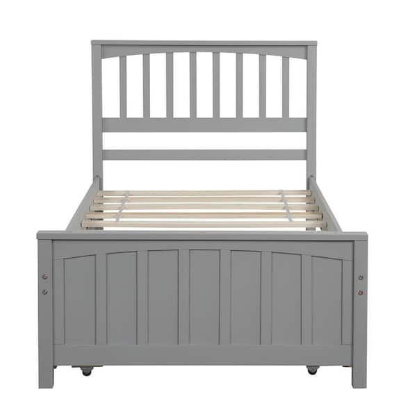 Utopia 4niture Vivian Gray Twin size Platform Bed with Trundle