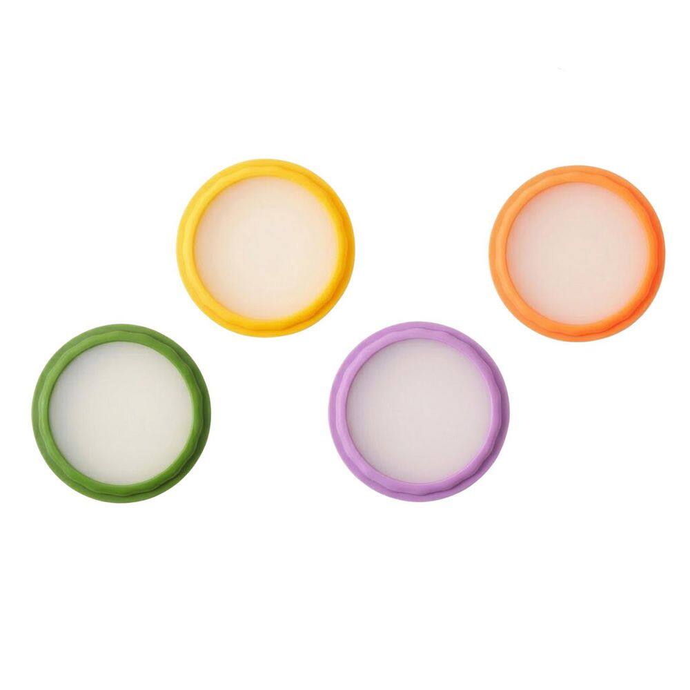 4 Piece Dual-Sided Silicone Lid Airtight Food Storage Container Set Kitchen Fruit Vegetable Cheese Saver Organizer