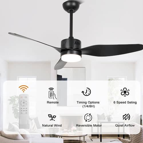 Olyvea 46 in. Black Reversible Dimmable Caged Ceiling Fan with LED Light and Remote Bella Depot Ceiling Fans With Lights