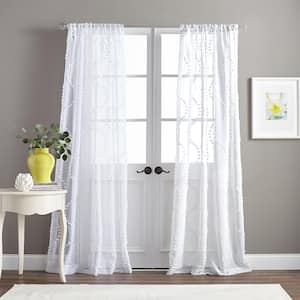 White Solid Rod Pocket Sheer Curtain - 50 in. W x 95 in. L