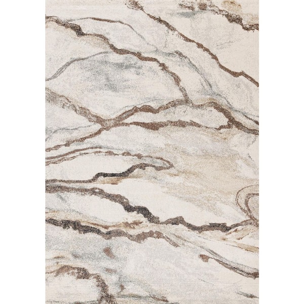 Sereni Collections 5 ft. x 8 ft. White Distressed, Organic Indoor Area Rug