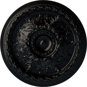 28" x 2-3/4" Stockport Urethane Ceiling Medallion (Fits Canopies up to 6-1/4"), Hand-Painted Jet Black