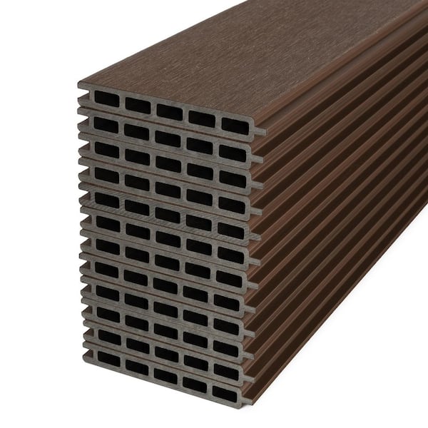 6 ft. x 6 ft. Composite Fence Series Mocha Brushed Fence Panel Boards (12-Pack)
