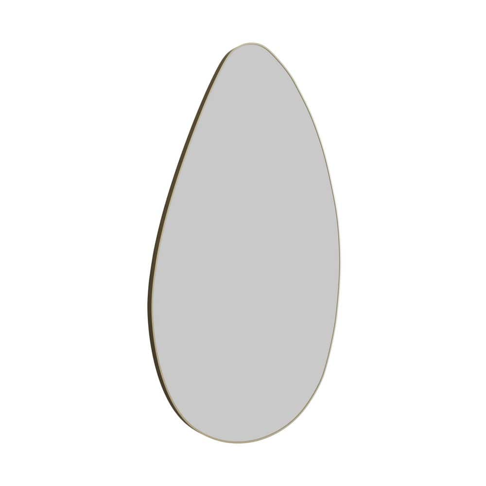 Glass Warehouse Starla 28 in. W x 48 in. H Framed Pebble Shape Bathroom Vanity Mirror in Satin