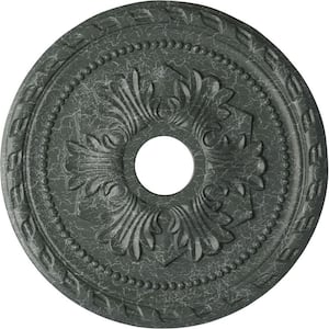 1-5/8" x 20-7/8" x 20-7/8" Polyurethane Palmetto Ceiling Medallion, Athenian Green Crackle