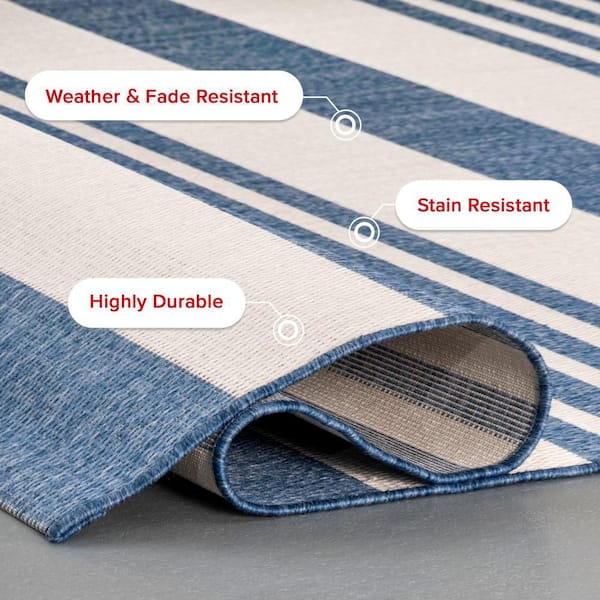 nuLOOM Robin Striped Coastal Blue 5 ft. x 8 ft. Indoor/Outdoor