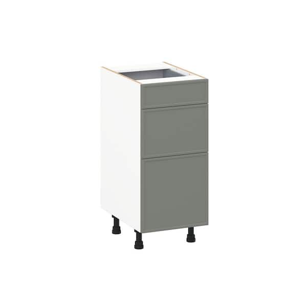 Fairview 15 in. W x 21 in. D x 34.5 in. H Assembled Slim Shaker Bath Drawer Base Kitchen Cabinet in Moss Green