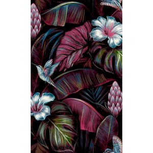 Multi Color Bold Machine Washable Floral Jungle, Non-Woven Non-Pasted Double Roll Wallpaper