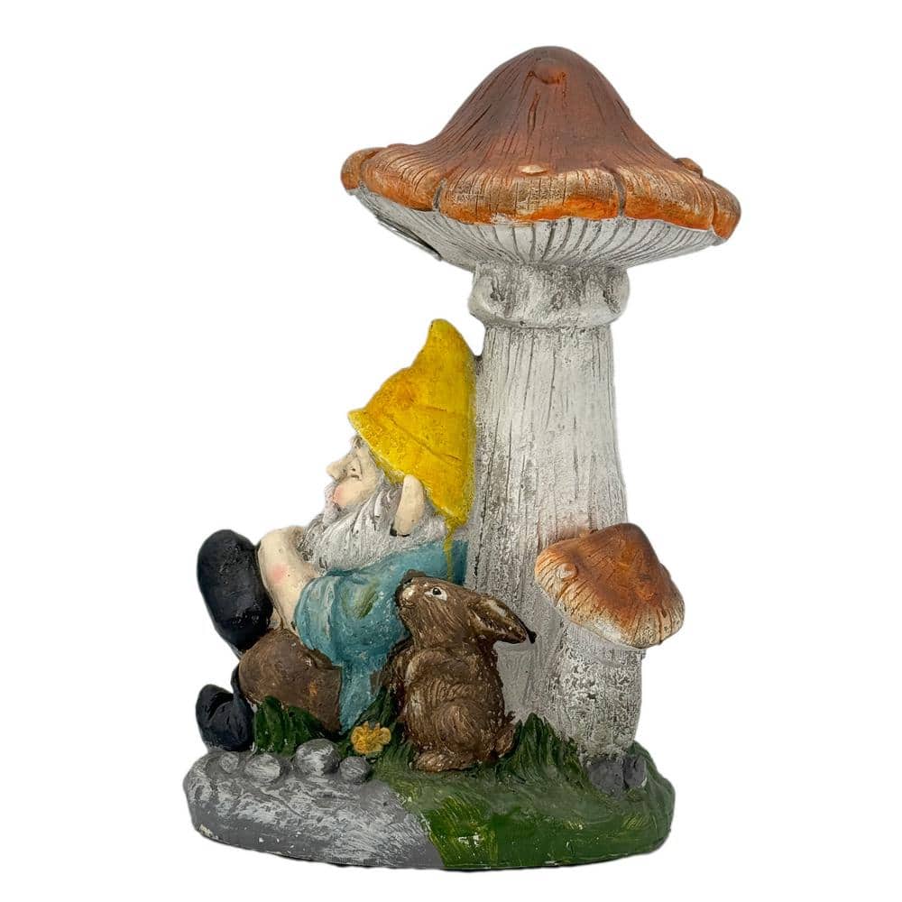 Whimsical Solar LED Napping Gnome Statue with Mushroom Canopy