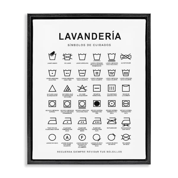 Stupell Industries Lavanderia Symbol Guide White by Lettered and Lined Black Floater Frame Typography Graphic Art Print 21 in. x 17 in.